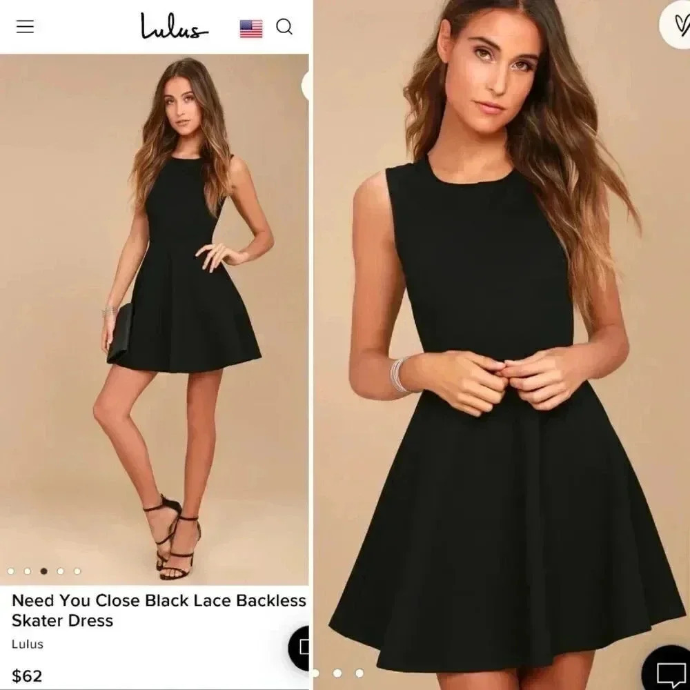 NWT! Lulus Need You Close Black Lace Backless Skater DressโFit & Flare L - Picture 2 of 10